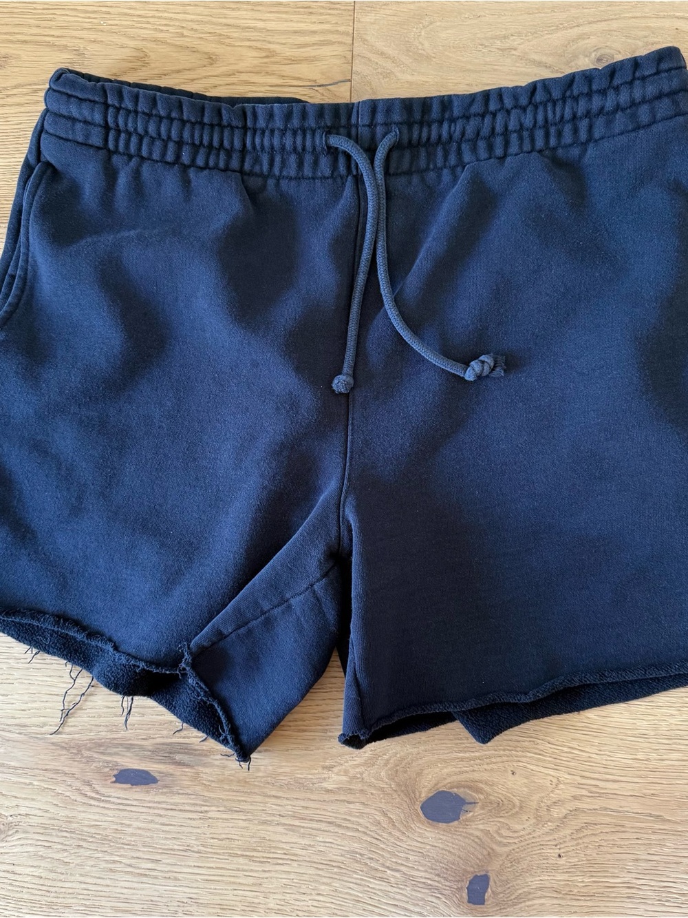 TNA black Raw-Hem Drawstring cozy af fleece shorts